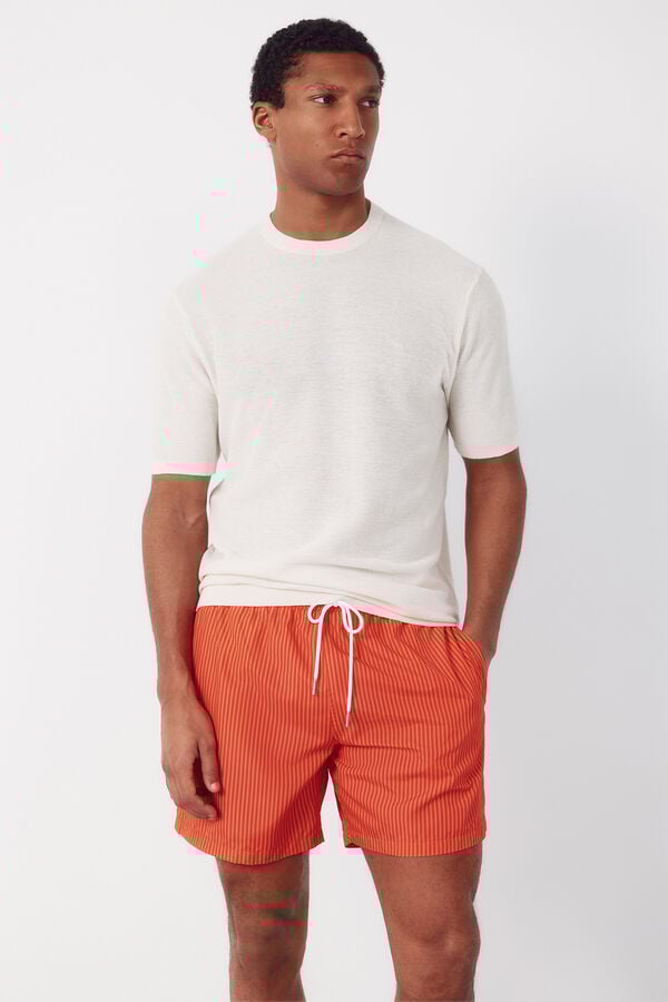 Cortefiel Striped print swimwear Coral