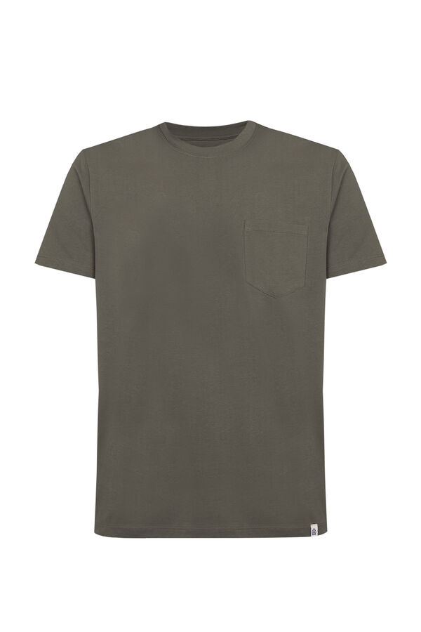 Cortefiel Basic T-shirt with pocket Kaki