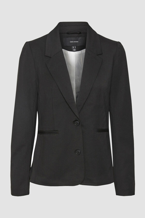Cortefiel Women's long-sleeved blazer with pockets Black