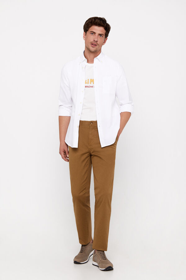 Cortefiel Classic fit lightweight chinos Brown