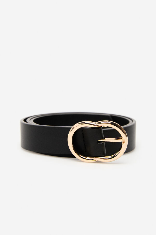 Cortefiel Basic double buckle belt Black