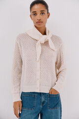 Cortefiel Chaqueta pañuelo punto Marfil