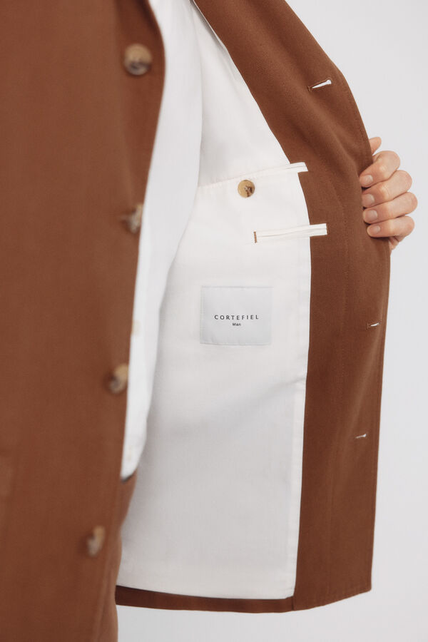 Cortefiel Mistura de linho pseudo-americano coordenada Castanho