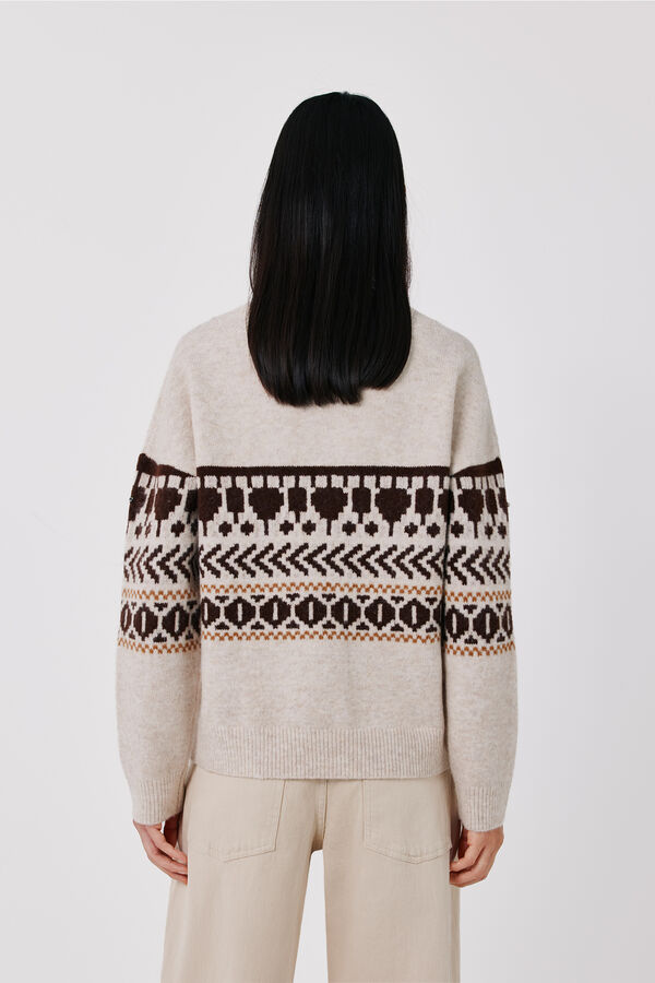 Cortefiel Jacquard gemstones jumper Ivory