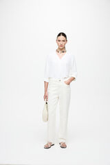 Vila Cal&ccedil;a jeans reta cintura alta Branco