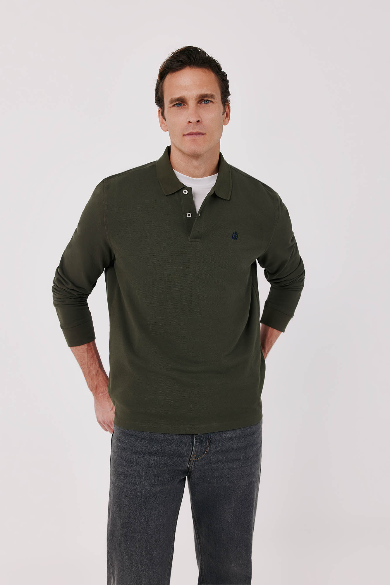 Cortefiel Basic long sleeve polo shirt