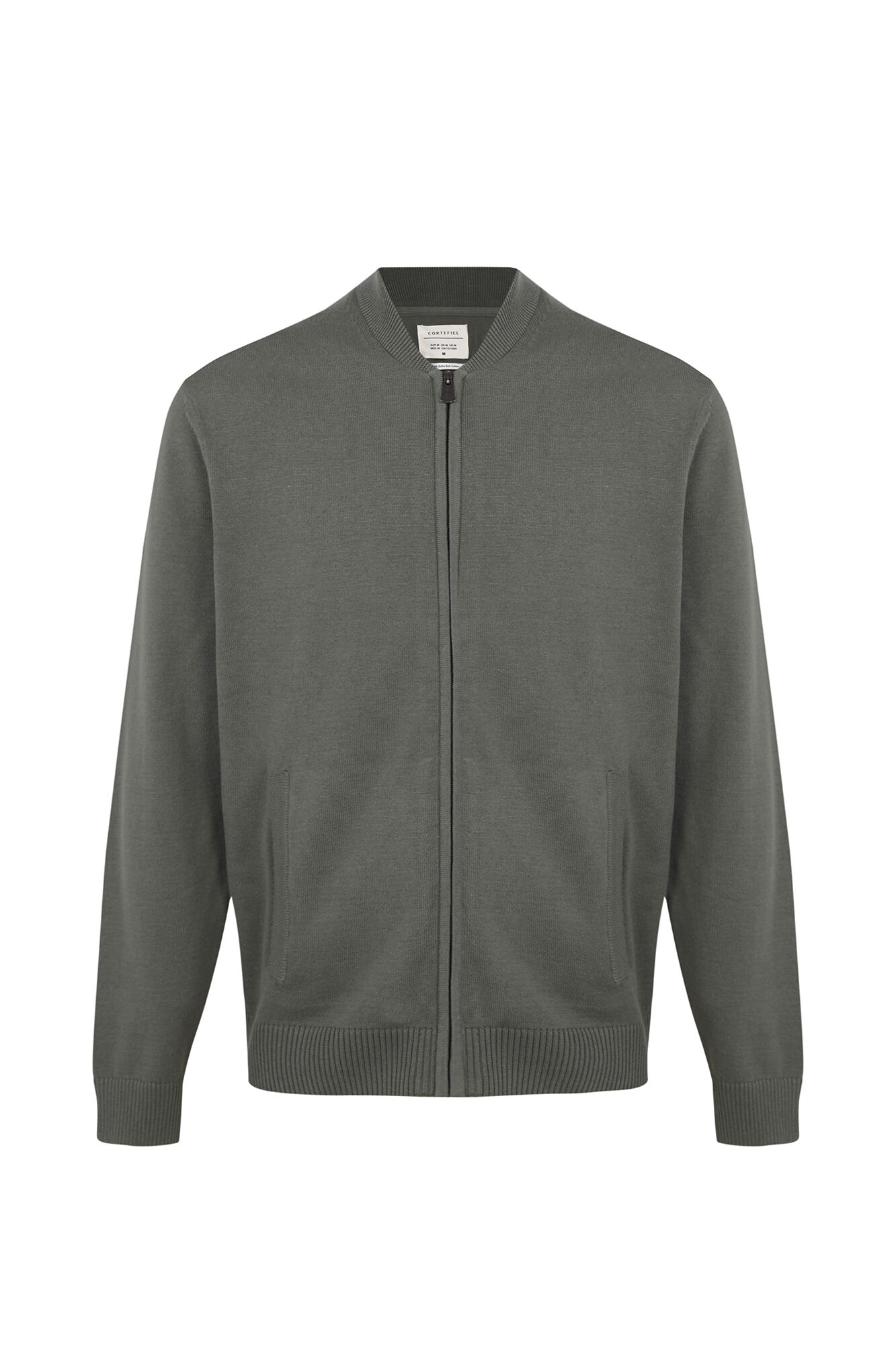 Cortefiel Cotton fine knit zip fastening cardigan