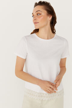 Cortefiel T-shirt with lace detail White