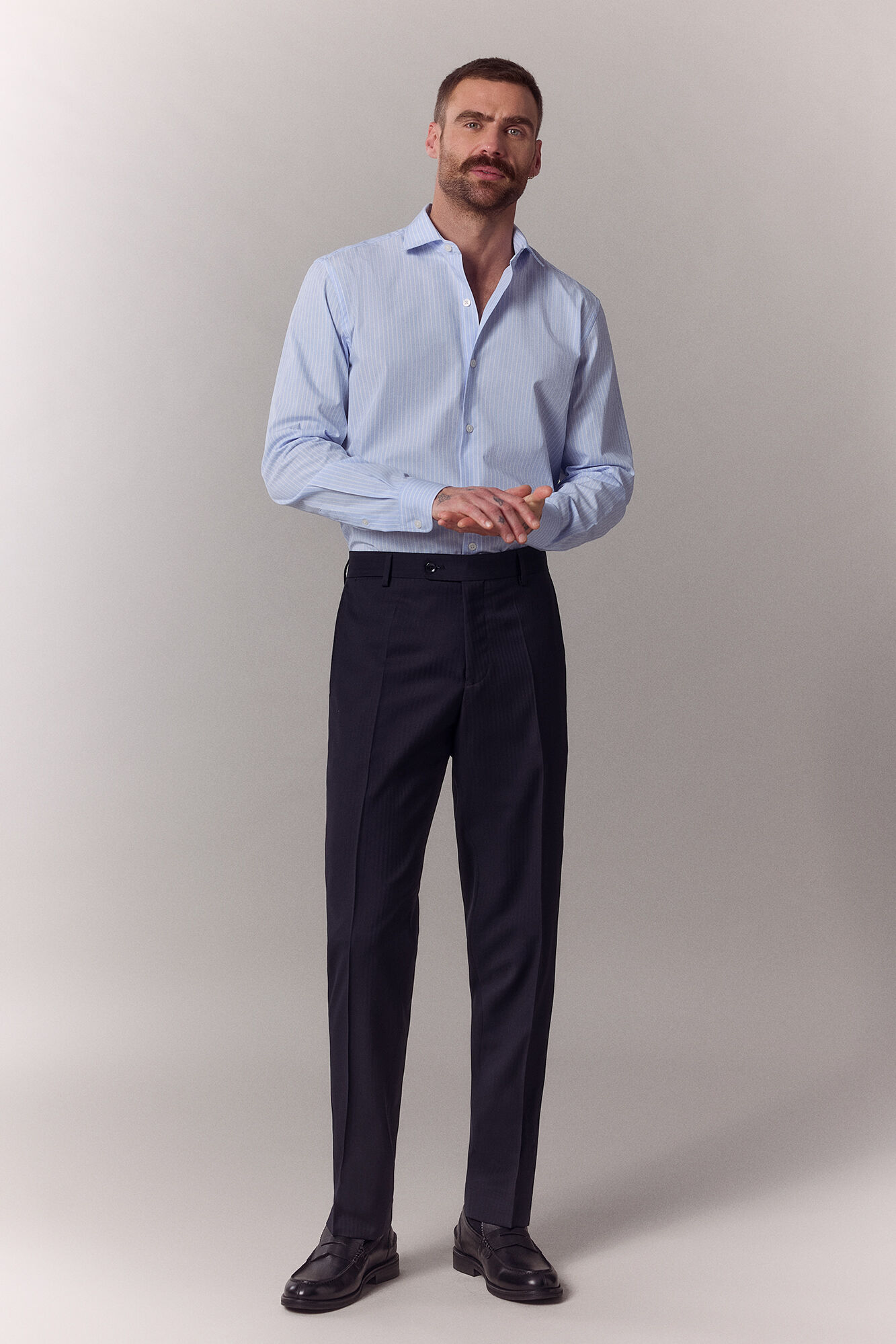 OOTO Camisa &agrave;s riscas manga comprida em popelina