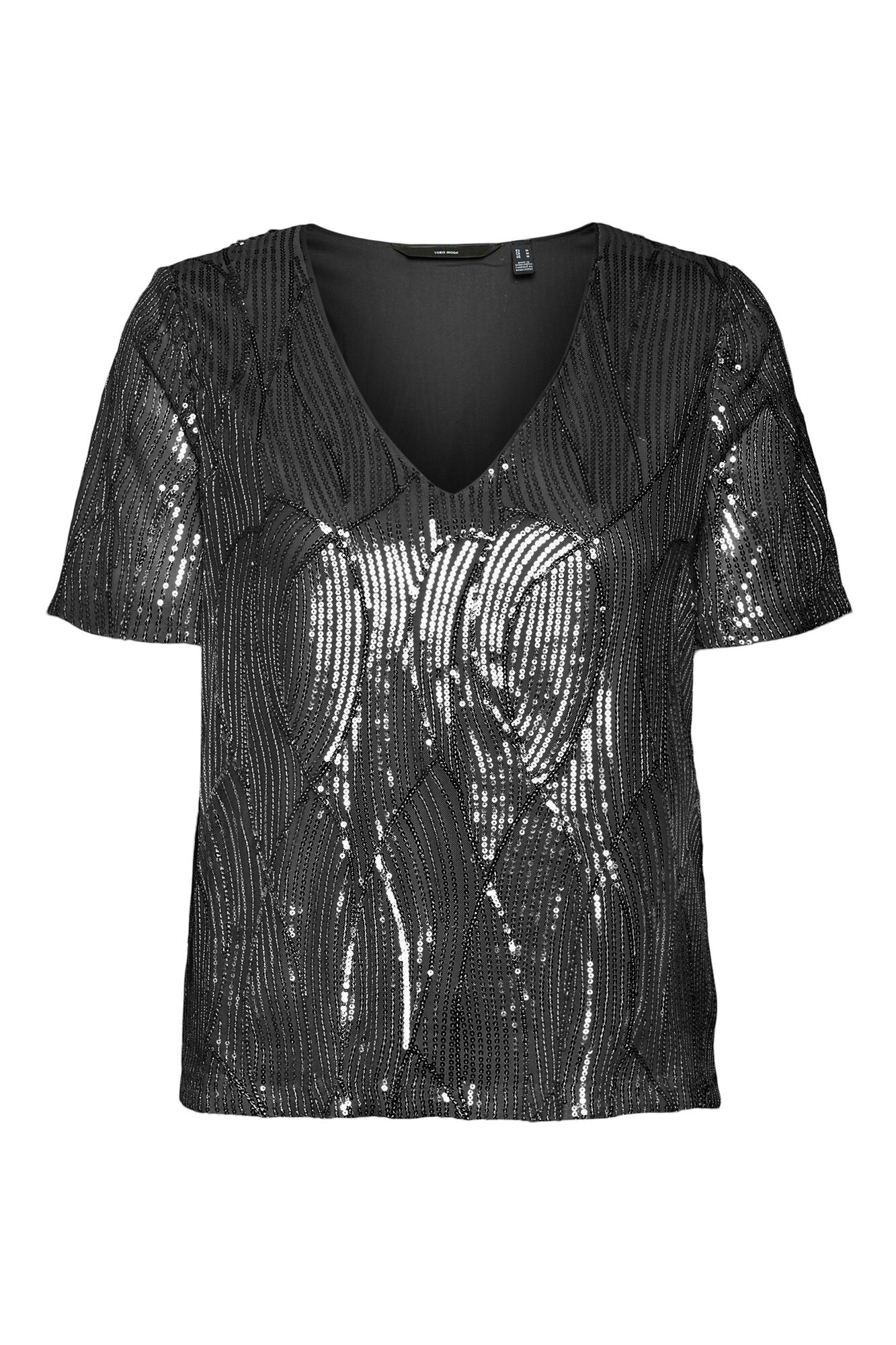 Camiseta manga corta lentejuelas Tops y camisetas de mujer Cortefiel