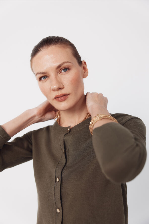 Cortefiel Jersey-knit basic jacket Kaki