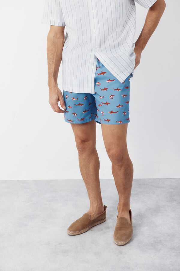 Cortefiel Shark print swimwear Blue