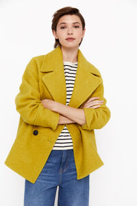 Cortefiel Double-breasted coat Yellow
