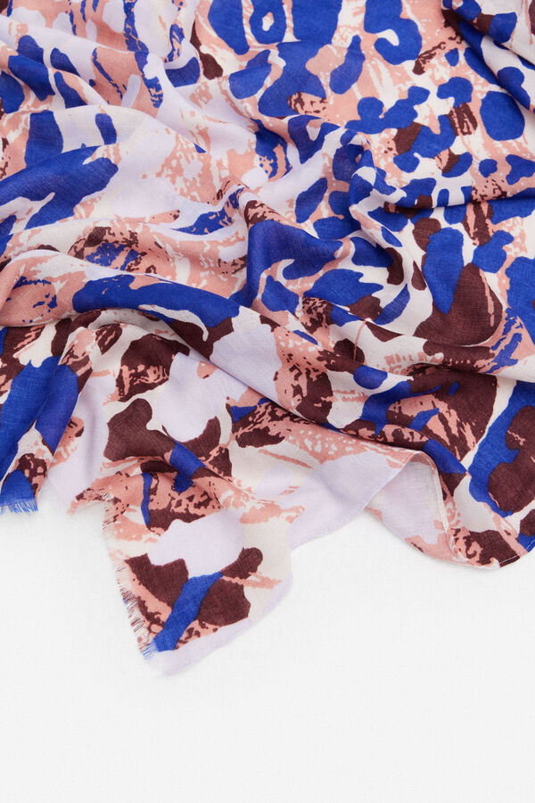 Cortefiel Multicoloured print scarf Printed blue