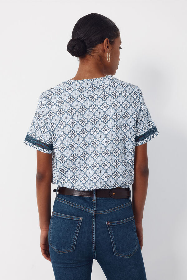 Cortefiel Camiseta com detalhe de bainha Azul