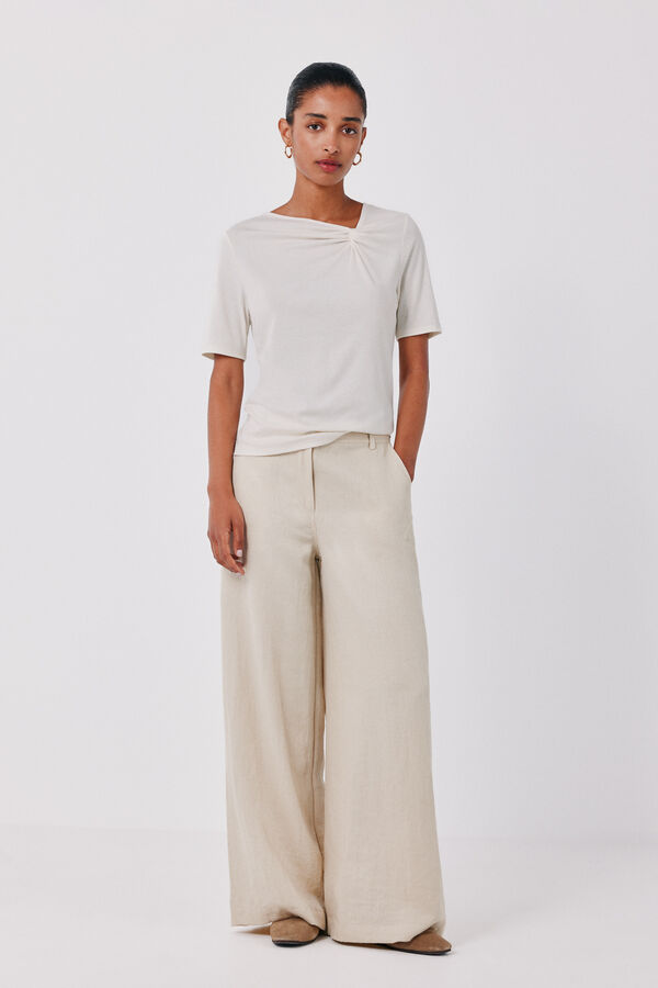 Cortefiel Knot neckline T-shirt White