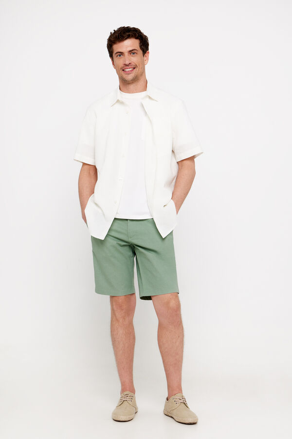 Cortefiel Printed chino Bermuda shorts Green