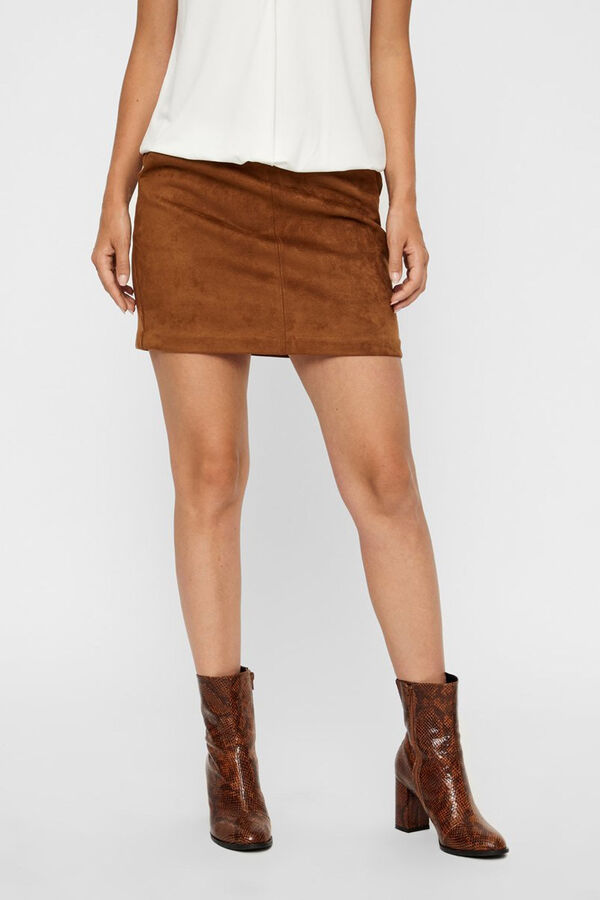 Vero Moda Saia curta de camurça Castanho