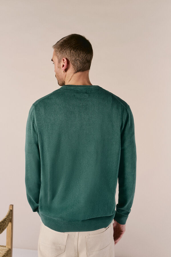 OOTO Camisola gola redonda em algod&atilde;o lavado Verde