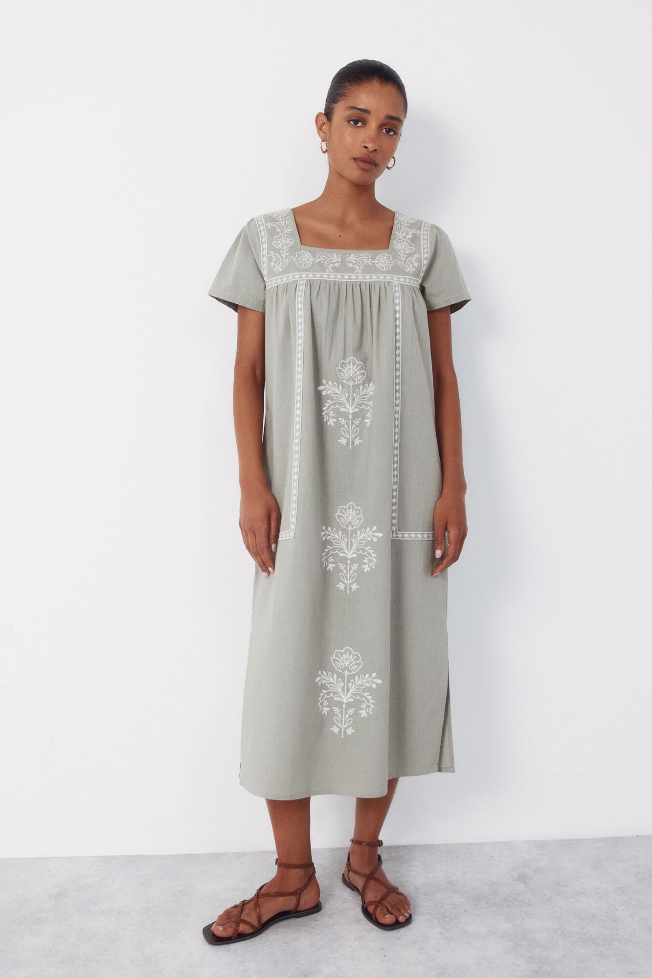 Cortefiel Floral embroidered dress