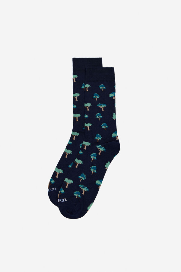 Cortefiel Tree motif socks Navy