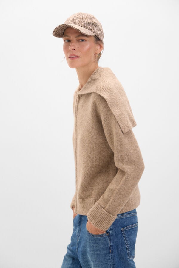 Cortefiel Chaqueta cuello cremallera Beige