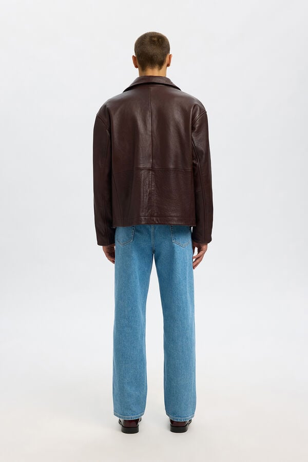 Selected Jaqueta 100% pele Castanho