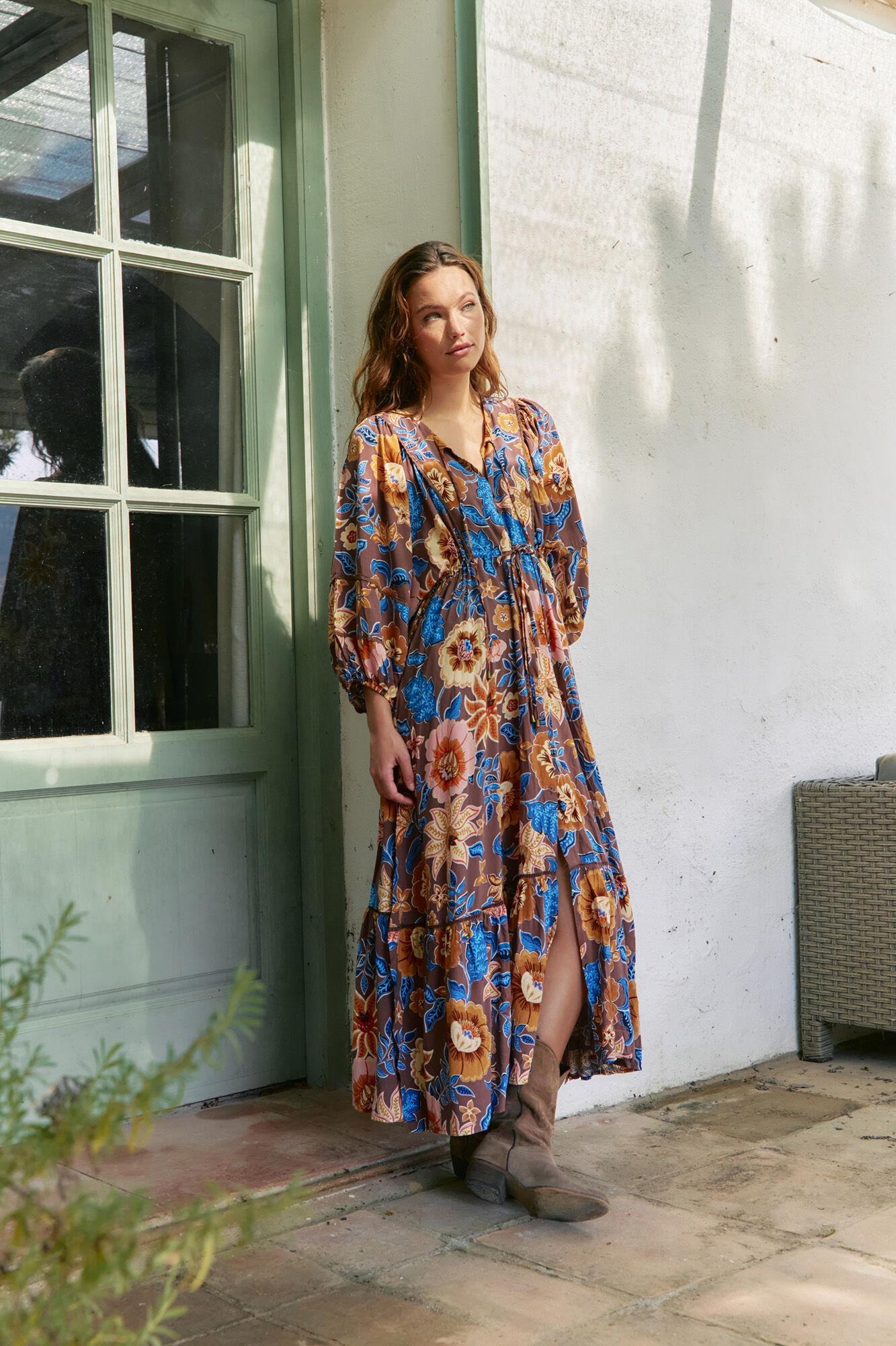 Jaase Vestido longo Catalonia com estampado de terra