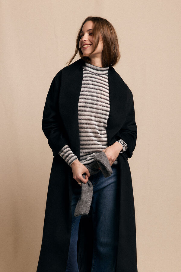 Slowlove Camiseta cuello alto rayas lurex Estampado gris