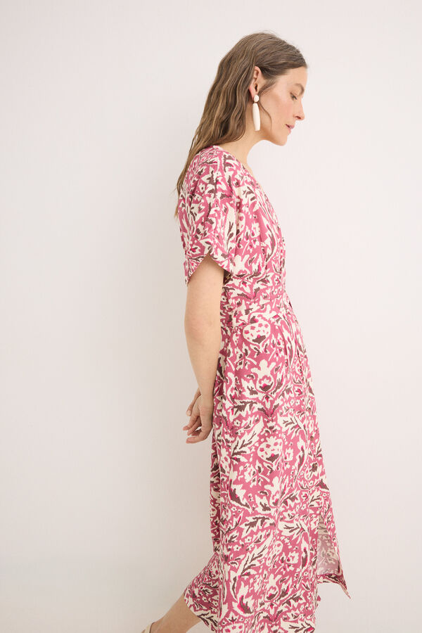 Cortefiel Pleated midi dress Multicolour