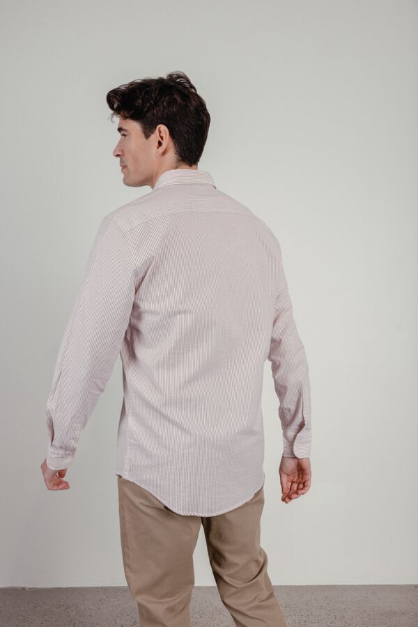 elPulpo Camisa casual em popelina Castanho