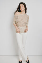 Vero Moda Top de crochet manga curta Tostado