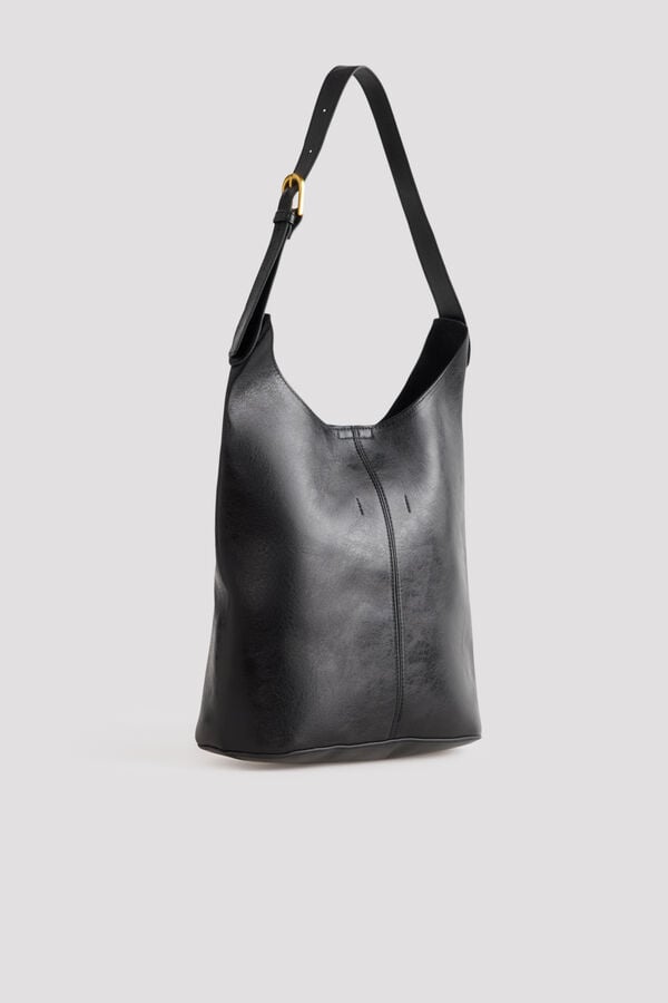 Cortefiel Large pouch bag Black
