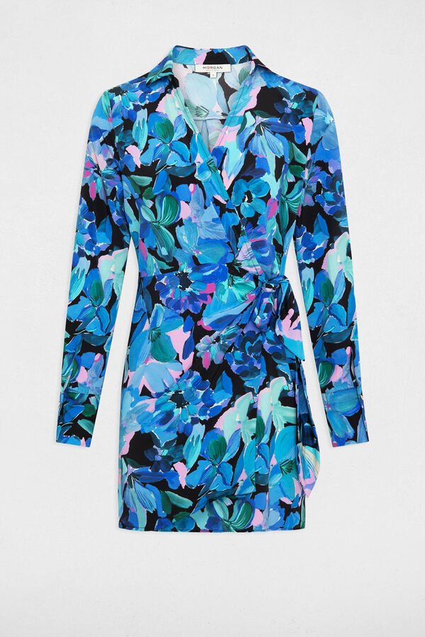 Cortefiel Short floral print dress Printed blue