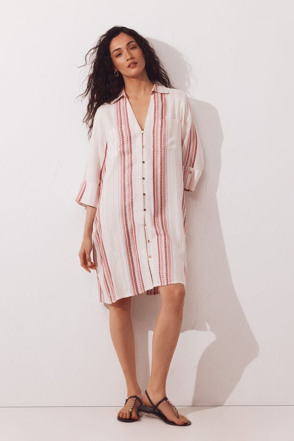 Cortefiel Lurex shirt kaftan Pink