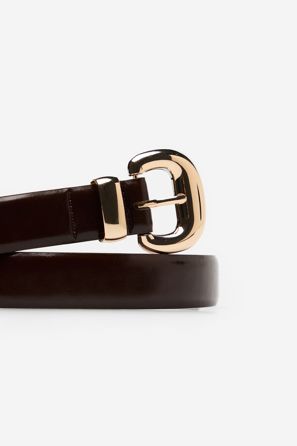Cortefiel Puffy buckle belt Maroon
