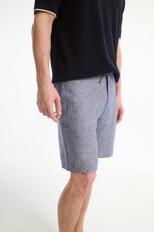 Selected Bermuda de linho com caimento relaxado Cinzento