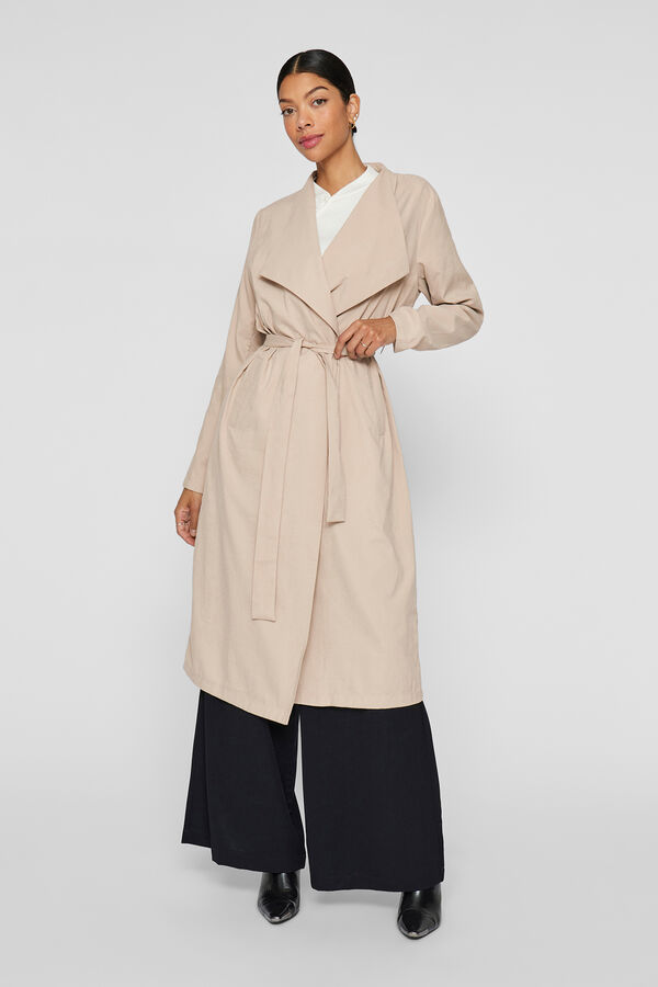 Vila Long knotted trench coat Cinzento