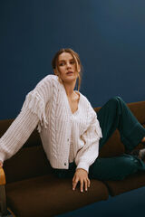 Vila Cardigan flecos Blanco