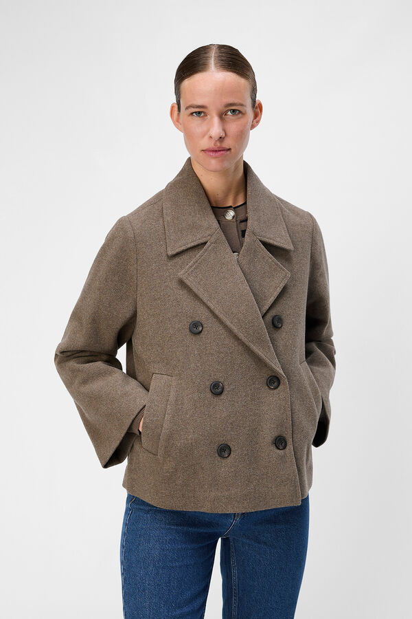 Cortefiel Short double-breasted coat Grey