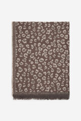 Cortefiel Fringe leopard scarf Printed grey