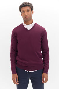 Cortefiel Cotton/cashmere V-neck jumper Maroon