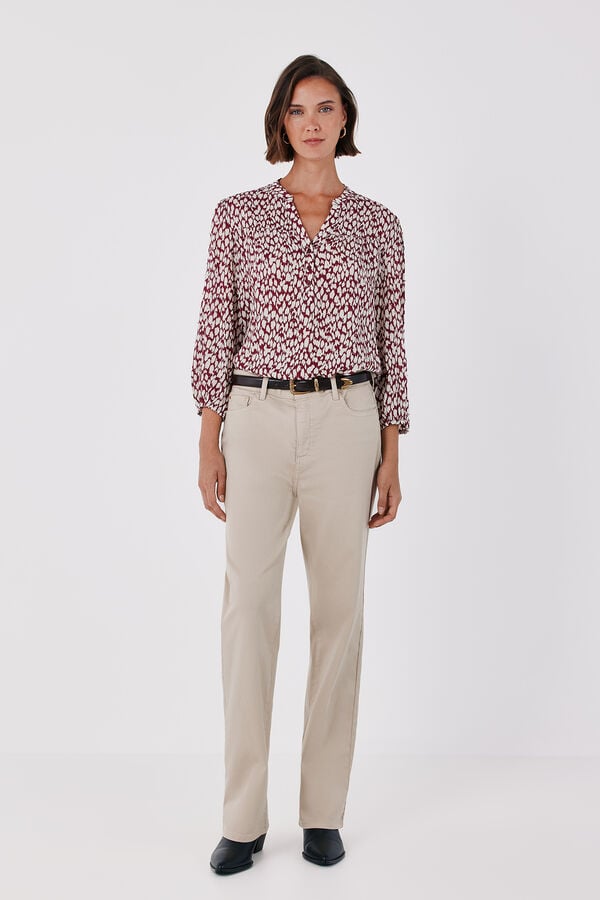 Cortefiel Printed fluid blouse Printed blue