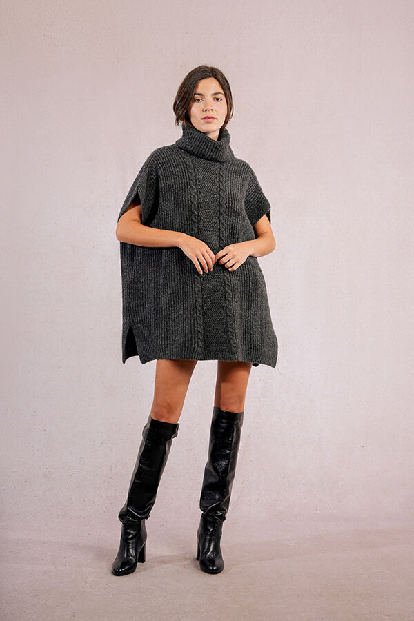Molly Bracken Poncho assimétrico com gola alta Cinzento