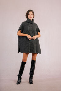 Molly Bracken Poncho assimétrico com gola alta