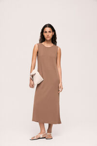 Vila Vestido midi mangas com Tencel