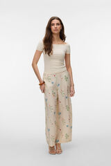 Vero Moda Short sleeve boat neck top Beige