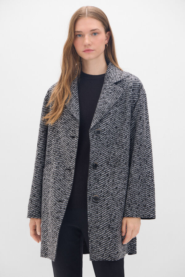 Cortefiel Dual fabric coat Printed grey