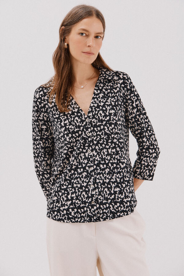 Cortefiel Elastic buttons shirt Printed grey