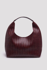 Cortefiel Textured hobo bag Brown
